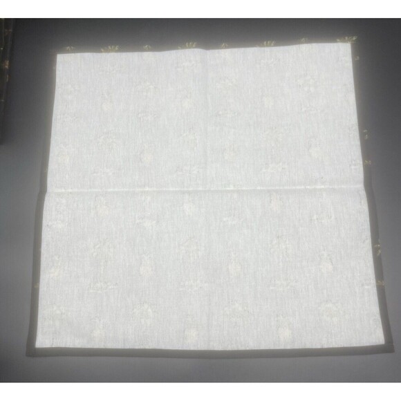 Waverly Aloha Black PINEAPPLE PALM TREES Cotton Cloth Napkins Firm Finish-5 EUC - Picture 4 of 5